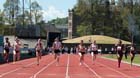 No 2 Dina Asher Smith (Blackheath and Bromley) beats No 7 Louise Blood (Trafford AC) to win the 100 metres at the UK Women's National League, Premier, Meadowbank, Edinburgh.